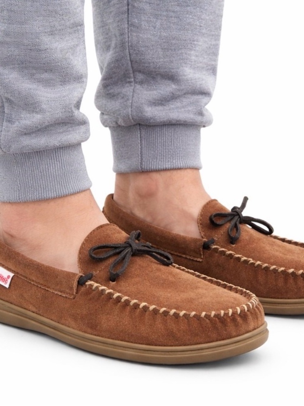 Men's Brown Suede Moccasin Loafers/Slipper with Lace Tie-Size 11